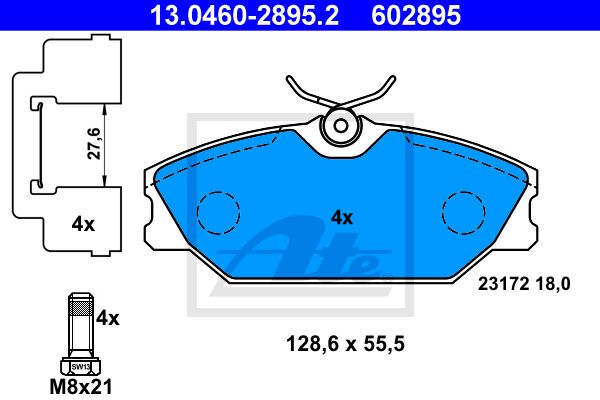 ATE Комплект тормозных колодок, дисковый тормоз 13.0460-2895.2