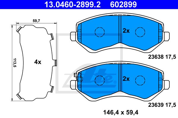 ATE Комплект тормозных колодок, дисковый тормоз 13.0460-2899.2