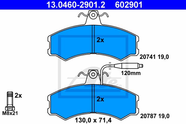 ATE Комплект тормозных колодок, дисковый тормоз 13.0460-2901.2