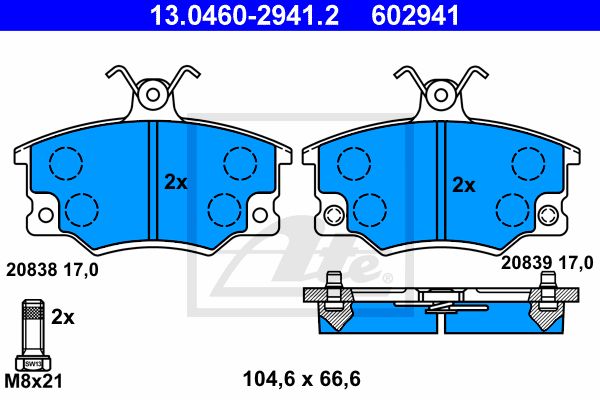 ATE Комплект тормозных колодок, дисковый тормоз 13.0460-2941.2