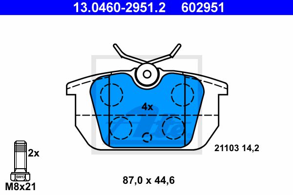 ATE Комплект тормозных колодок, дисковый тормоз 13.0460-2951.2