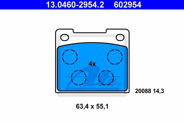 ATE Комплект тормозных колодок, дисковый тормоз 13.0460-2954.2