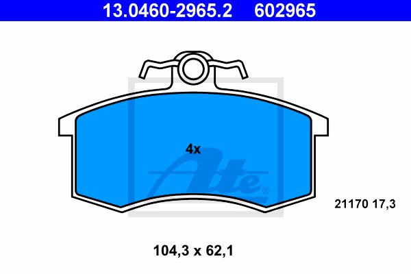 ATE Комплект тормозных колодок, дисковый тормоз 13.0460-2965.2