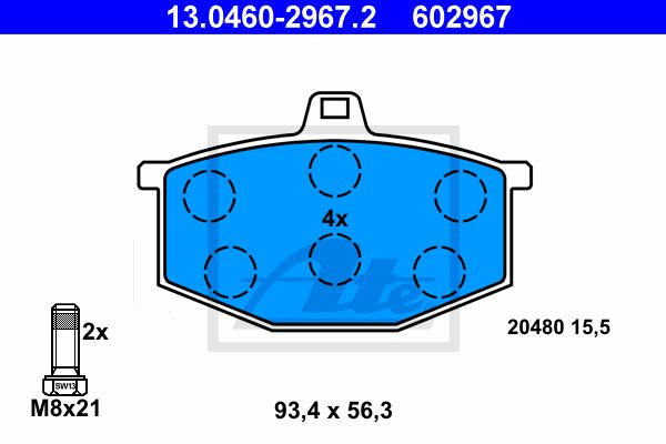 ATE Комплект тормозных колодок, дисковый тормоз 13.0460-2967.2