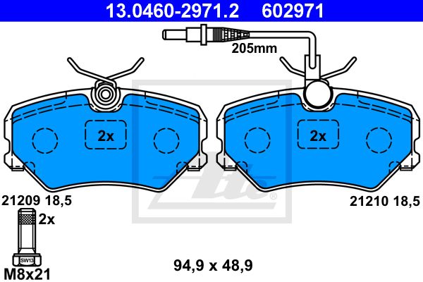 ATE Комплект тормозных колодок, дисковый тормоз 13.0460-2971.2