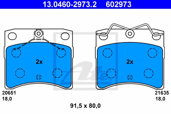 ATE Комплект тормозных колодок, дисковый тормоз 13.0460-2973.2