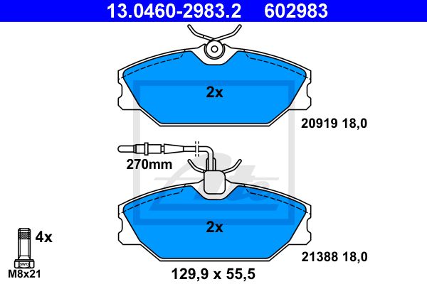 ATE Комплект тормозных колодок, дисковый тормоз 13.0460-2983.2