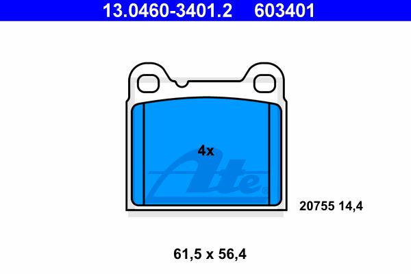 ATE Комплект тормозных колодок, дисковый тормоз 13.0460-3401.2