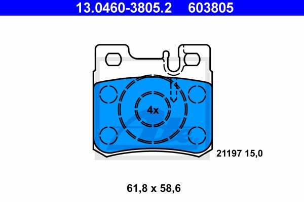 ATE Комплект тормозных колодок, дисковый тормоз 13.0460-3805.2