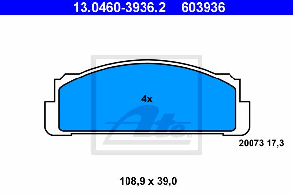 ATE Комплект тормозных колодок, дисковый тормоз 13.0460-3936.2