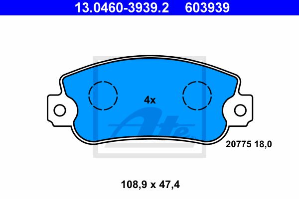 ATE Комплект тормозных колодок, дисковый тормоз 13.0460-3939.2