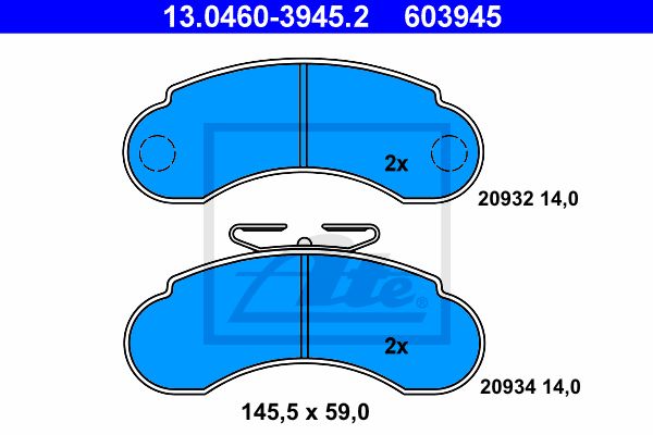 ATE Комплект тормозных колодок, дисковый тормоз 13.0460-3945.2