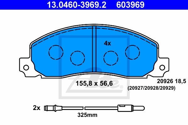 ATE Комплект тормозных колодок, дисковый тормоз 13.0460-3969.2