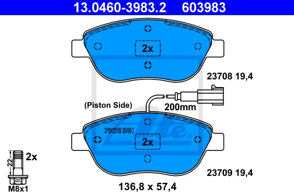 ATE Комплект тормозных колодок, дисковый тормоз 13.0460-3983.2