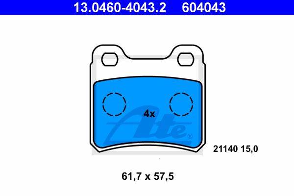 ATE Комплект тормозных колодок, дисковый тормоз 13.0460-4043.2
