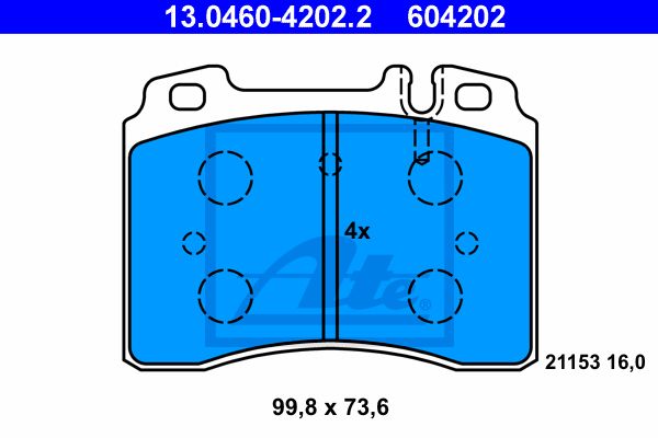 ATE Комплект тормозных колодок, дисковый тормоз 13.0460-4202.2