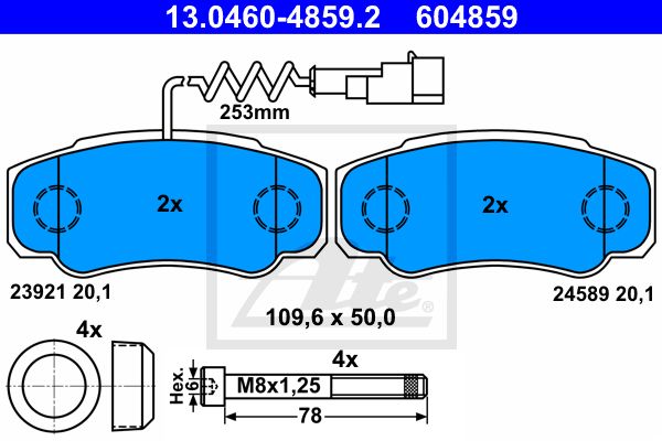 ATE Комплект тормозных колодок, дисковый тормоз 13.0460-4859.2