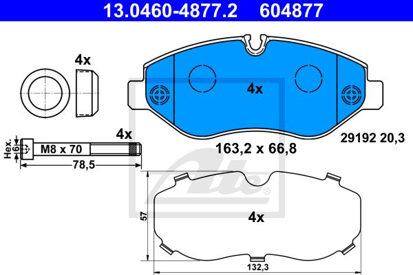 ATE Комплект тормозных колодок, дисковый тормоз 13.0460-4877.2