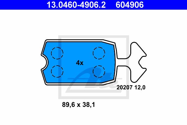 ATE Комплект тормозных колодок, дисковый тормоз 13.0460-4906.2