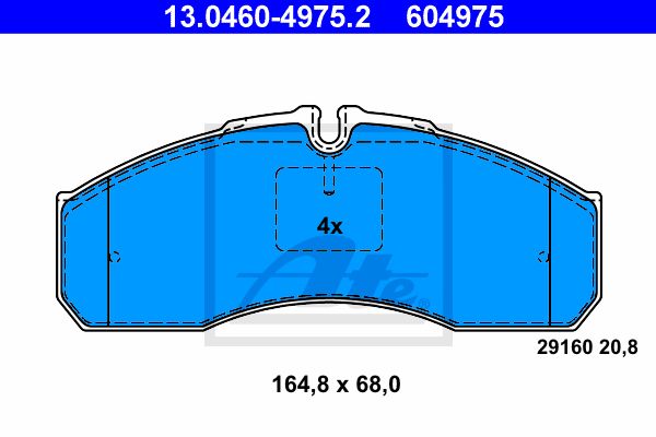ATE Комплект тормозных колодок, дисковый тормоз 13.0460-4975.2