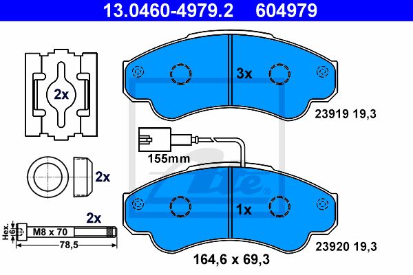 ATE Комплект тормозных колодок, дисковый тормоз 13.0460-4979.2