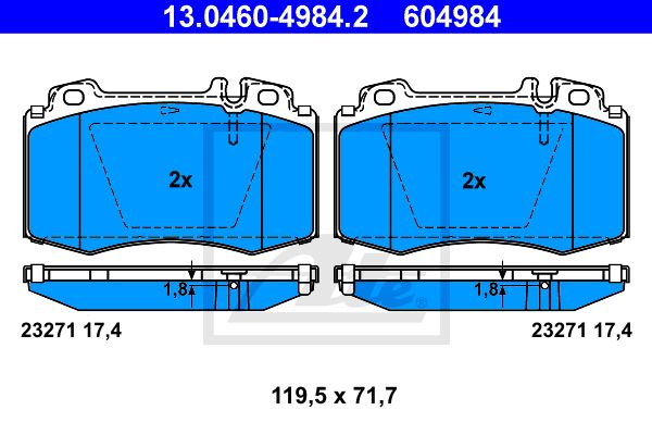 ATE Комплект тормозных колодок, дисковый тормоз 13.0460-4984.2
