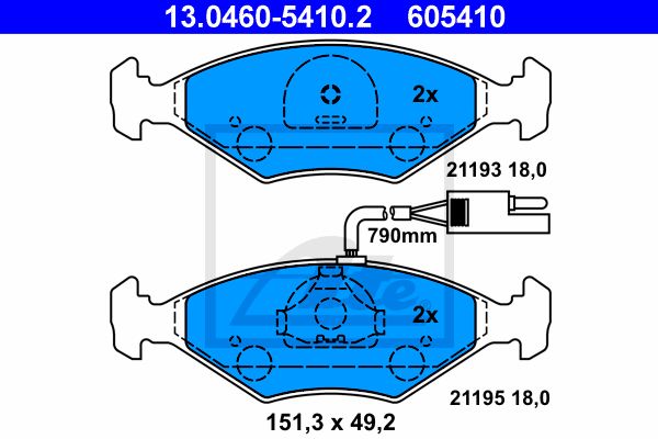 ATE Комплект тормозных колодок, дисковый тормоз 13.0460-5410.2