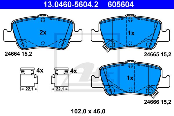 ATE Комплект тормозных колодок, дисковый тормоз 13.0460-5604.2