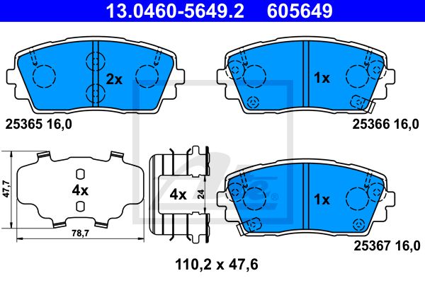 ATE Комплект тормозных колодок, дисковый тормоз 13.0460-5649.2