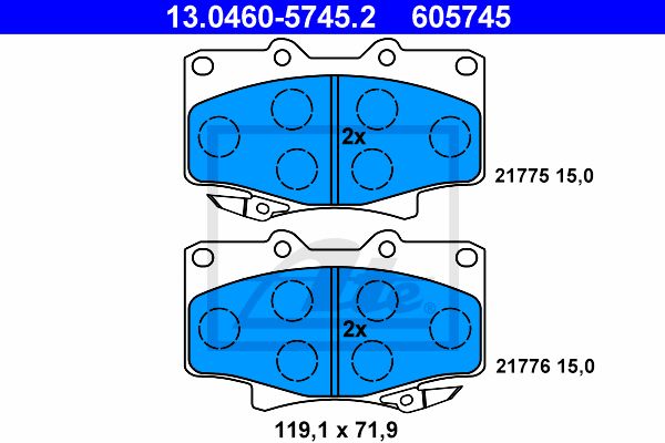ATE Комплект тормозных колодок, дисковый тормоз 13.0460-5745.2