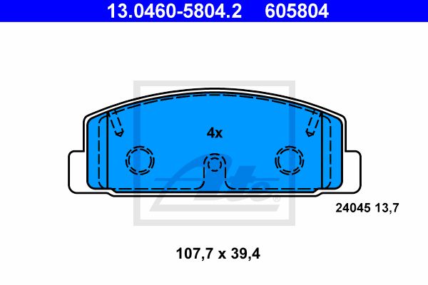 ATE Комплект тормозных колодок, дисковый тормоз 13.0460-5804.2