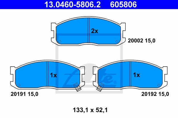 ATE Комплект тормозных колодок, дисковый тормоз 13.0460-5806.2
