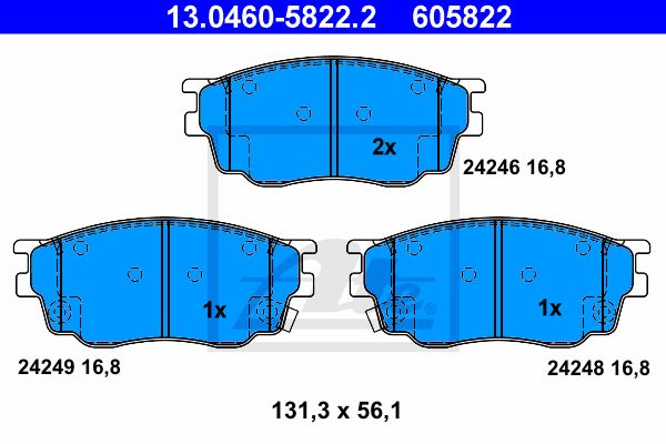 ATE Комплект тормозных колодок, дисковый тормоз 13.0460-5822.2