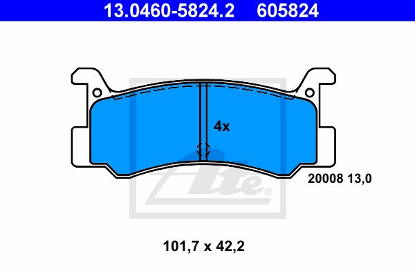 ATE Комплект тормозных колодок, дисковый тормоз 13.0460-5824.2