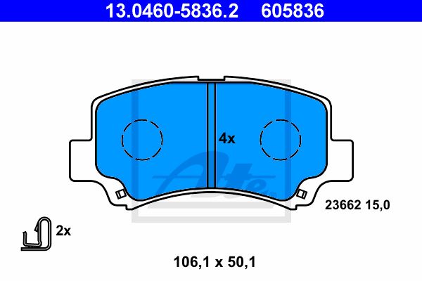 ATE Комплект тормозных колодок, дисковый тормоз 13.0460-5836.2