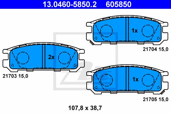 ATE Комплект тормозных колодок, дисковый тормоз 13.0460-5850.2