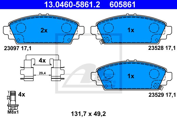 ATE Комплект тормозных колодок, дисковый тормоз 13.0460-5861.2