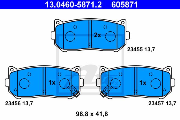 ATE Комплект тормозных колодок, дисковый тормоз 13.0460-5871.2