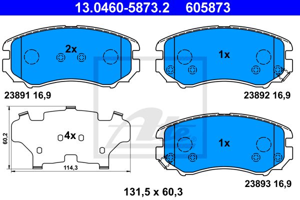 ATE Комплект тормозных колодок, дисковый тормоз 13.0460-5873.2