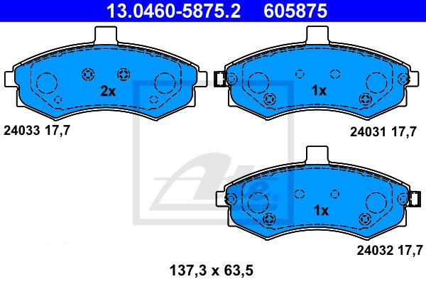 ATE Комплект тормозных колодок, дисковый тормоз 13.0460-5875.2