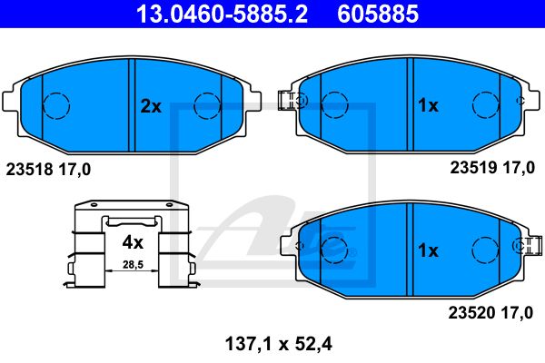 ATE Комплект тормозных колодок, дисковый тормоз 13.0460-5885.2