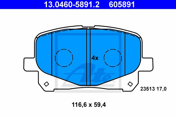 ATE Комплект тормозных колодок, дисковый тормоз 13.0460-5891.2
