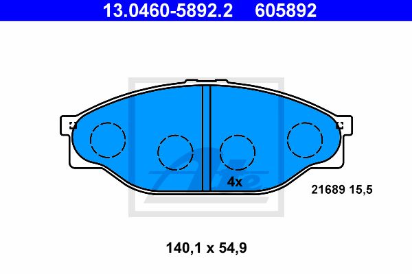 ATE Комплект тормозных колодок, дисковый тормоз 13.0460-5892.2
