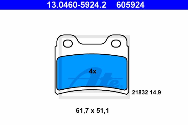 ATE Комплект тормозных колодок, дисковый тормоз 13.0460-5924.2