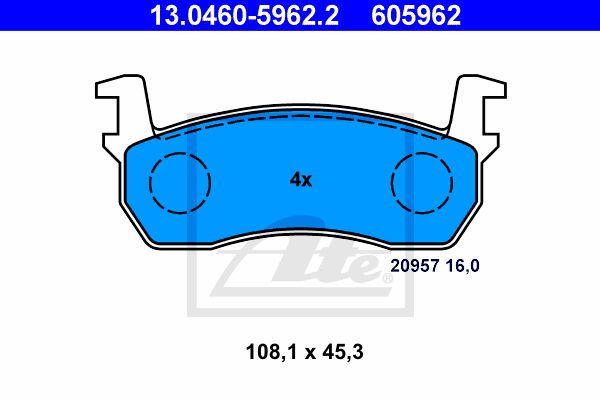 ATE Комплект тормозных колодок, дисковый тормоз 13.0460-5962.2