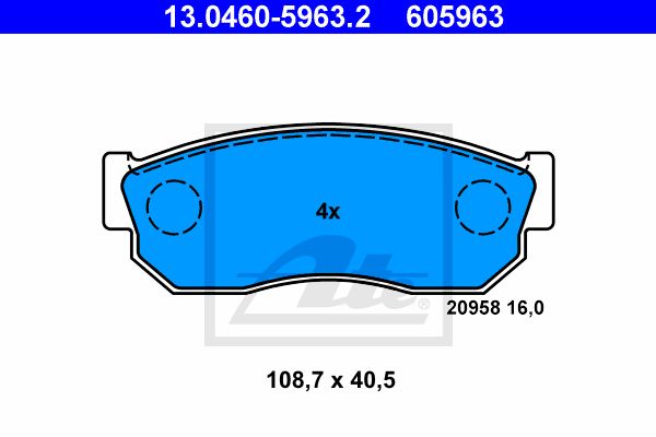 ATE Комплект тормозных колодок, дисковый тормоз 13.0460-5963.2