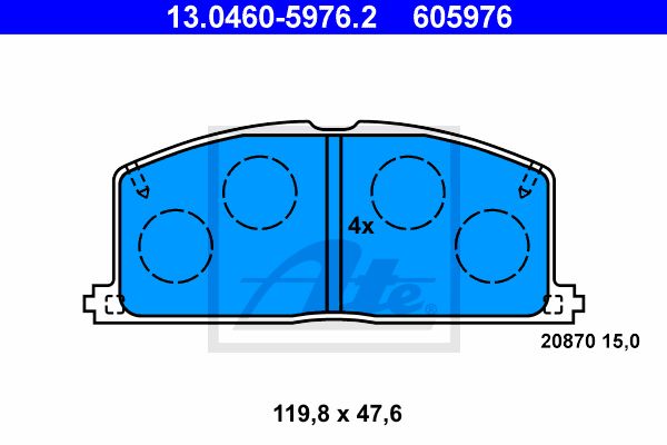 ATE Комплект тормозных колодок, дисковый тормоз 13.0460-5976.2