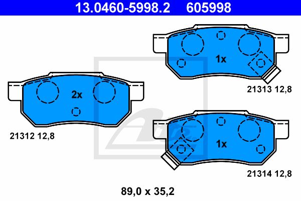 ATE Комплект тормозных колодок, дисковый тормоз 13.0460-5998.2