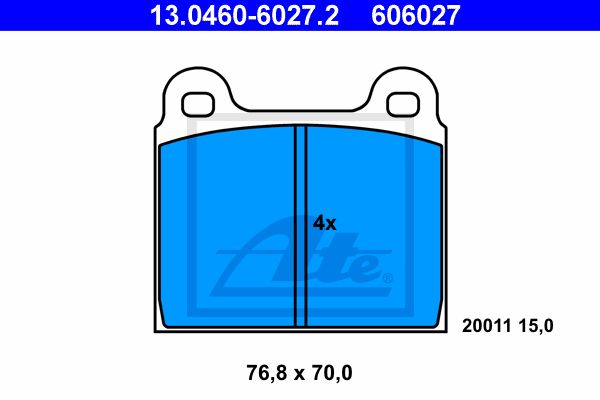 ATE Комплект тормозных колодок, дисковый тормоз 13.0460-6027.2