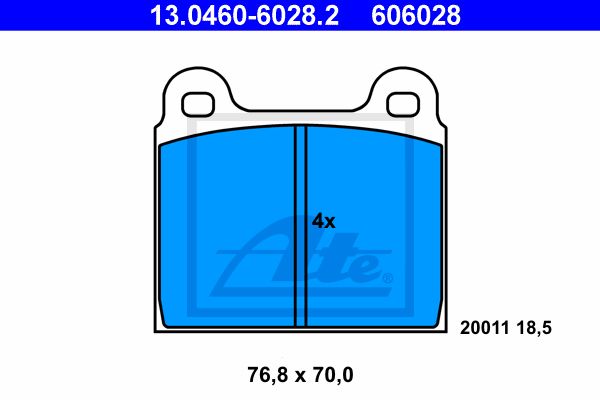 ATE Комплект тормозных колодок, дисковый тормоз 13.0460-6028.2